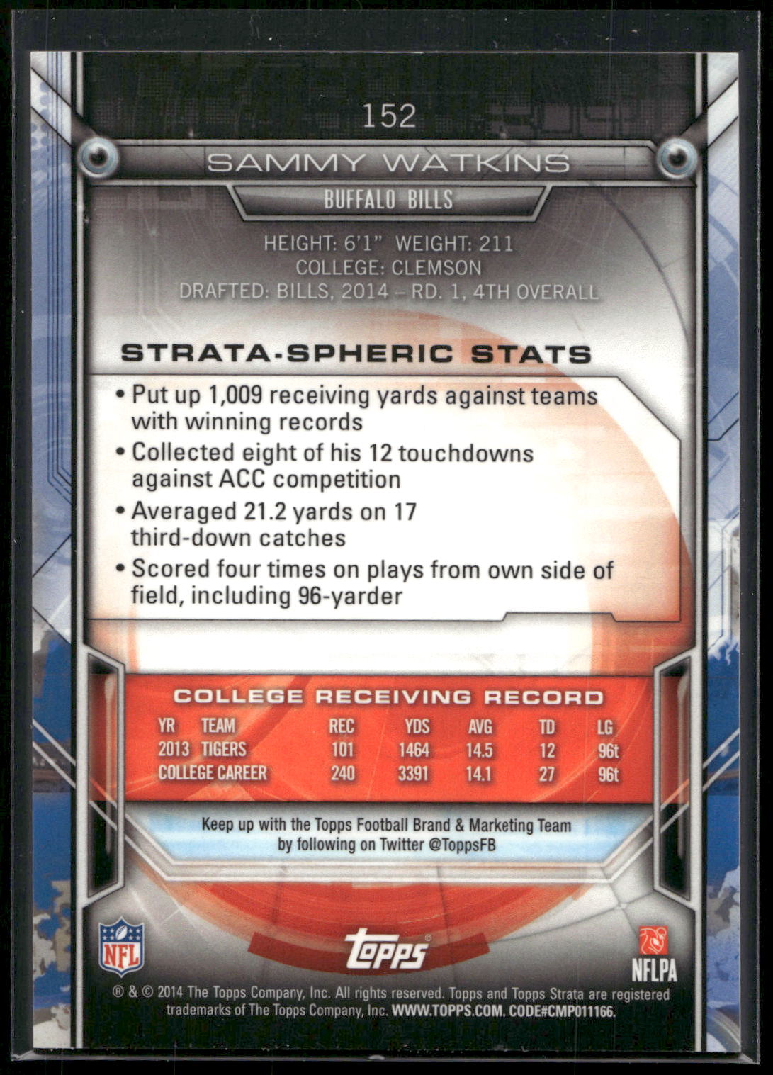 2014 Topps Strata #152 Sammy Watkins