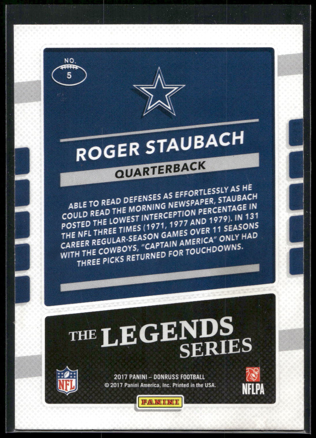 2017 Donruss #5 Roger Staubach The Legends Series