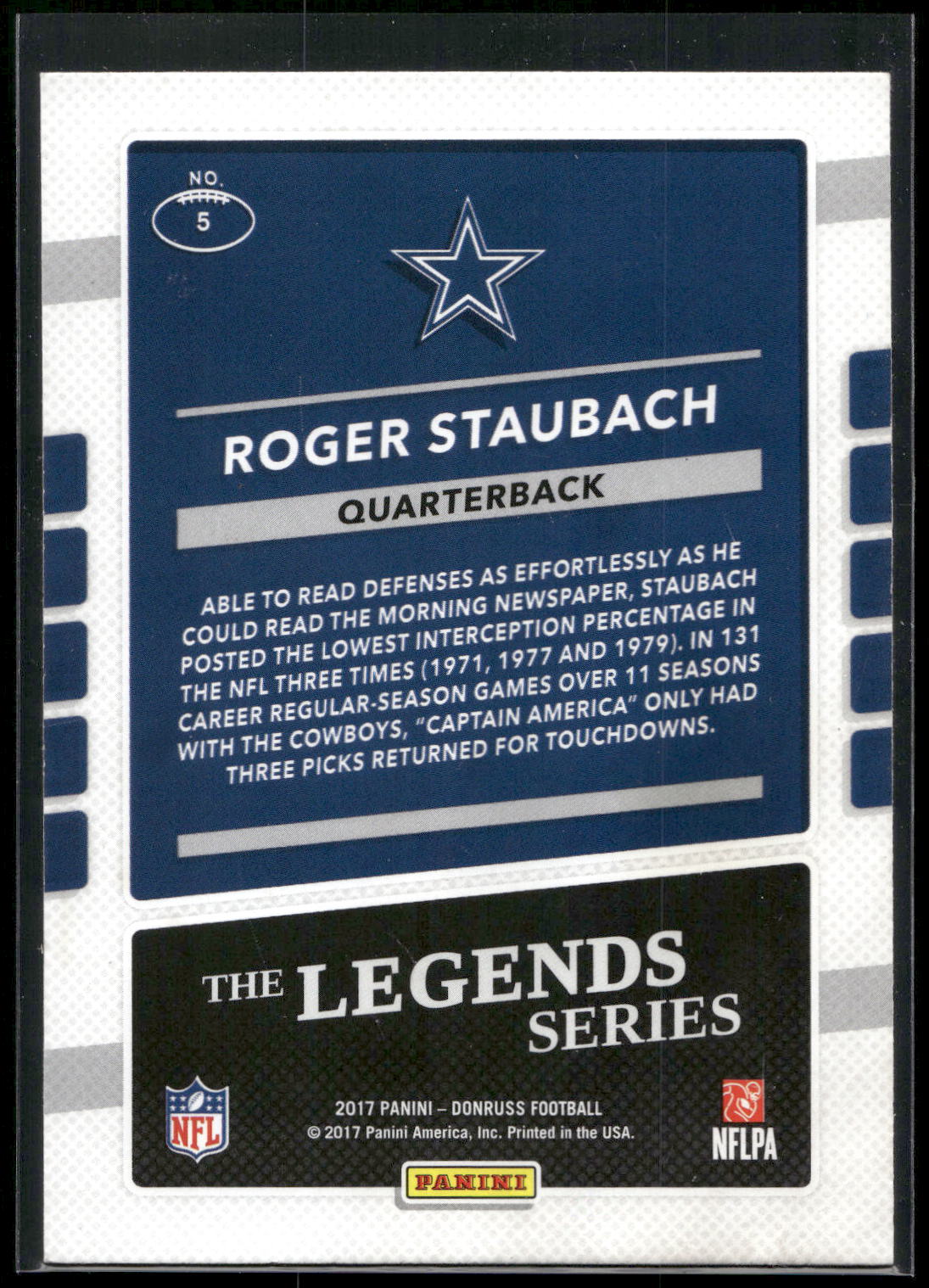 2017 Donruss #5 Roger Staubach The Legends Series