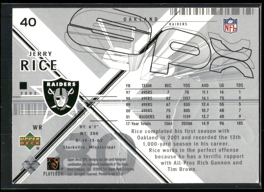 2002 SPx #40 Jerry Rice