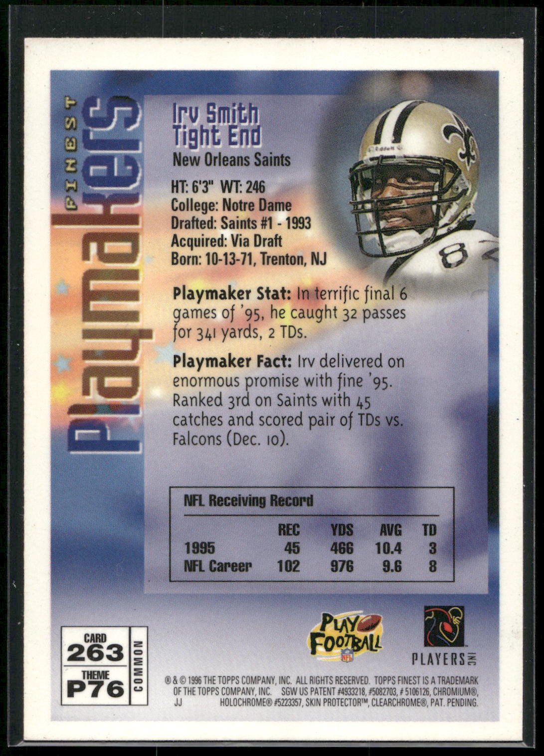 1996 Finest #263 Irv Smith