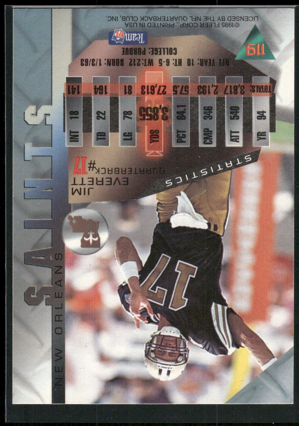 1995 Fleer Metal #14 Jim Everett Silver Flashers