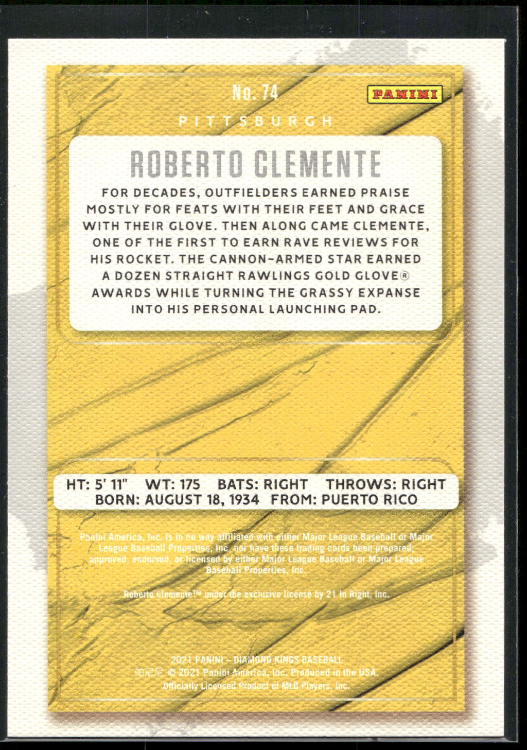 2021 Panini Diamond Kings #74 Roberto Clemente