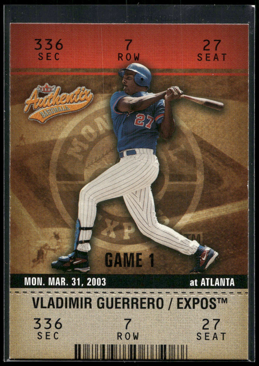 2003 Fleer Authentix #36 Vladimir Guerrero