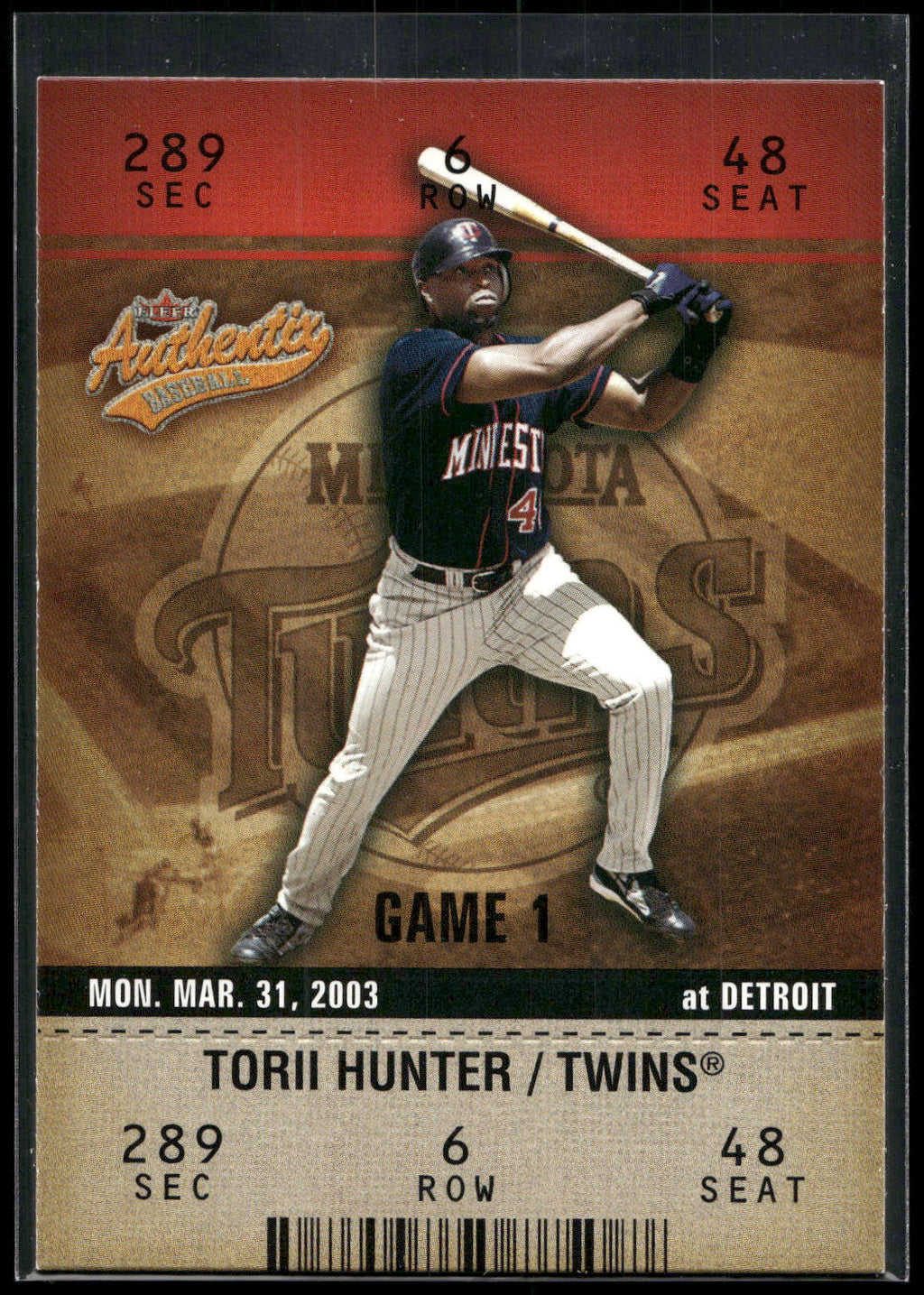 2003 Fleer Authentix #86 Torii Hunter