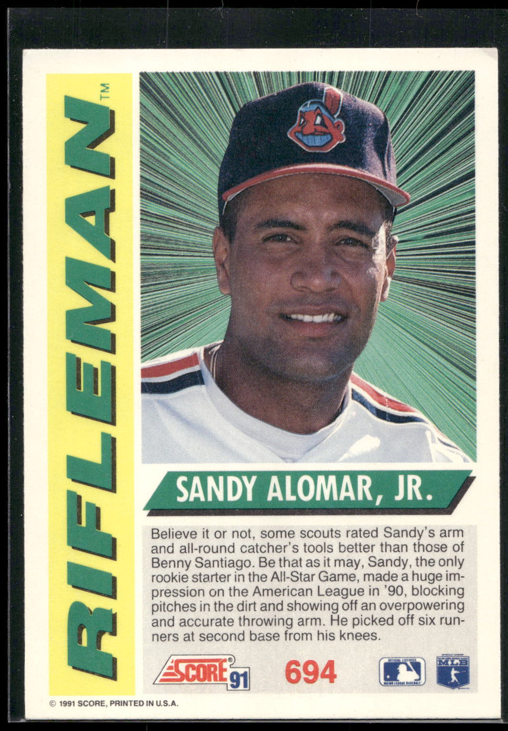 1991 Score #694 Sandy Alomar, Jr.