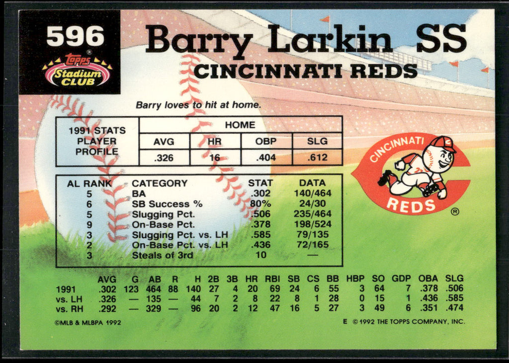 1992 Stadium Club #596 Barry Larkin