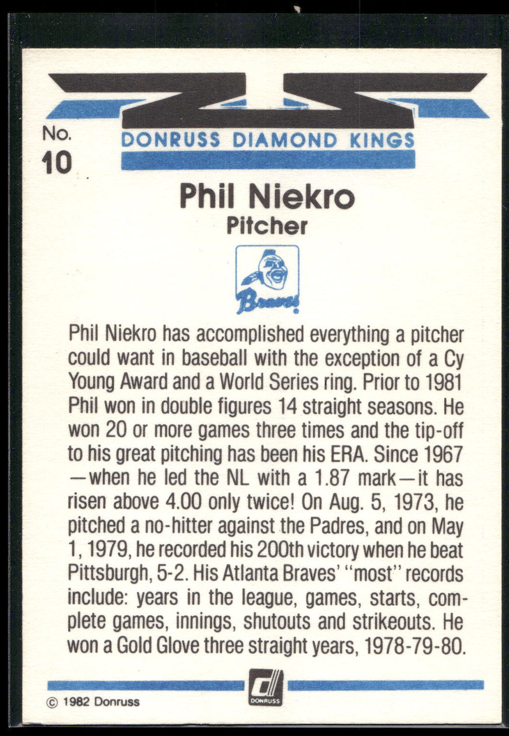 1982 Donruss #10 Phil Niekro