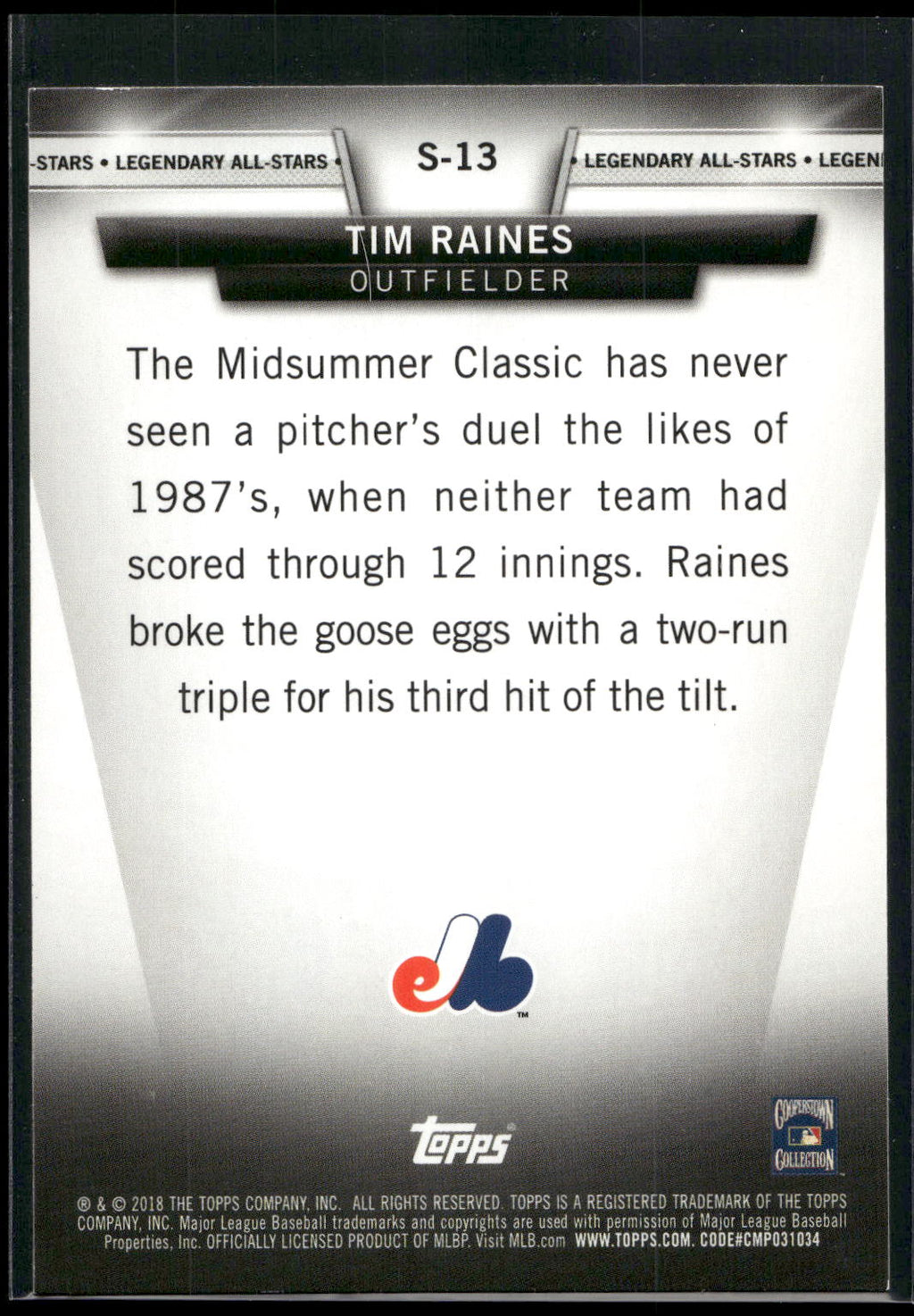 2018 Topps Update #S-13 Tim Raines Salute