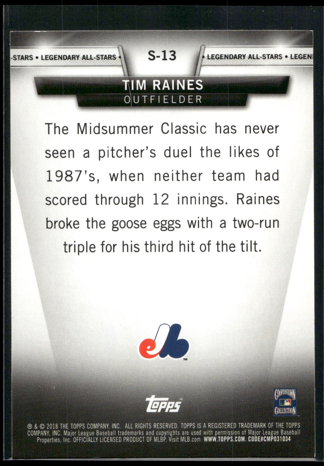 2018 Topps Update #S-13 Tim Raines Salute