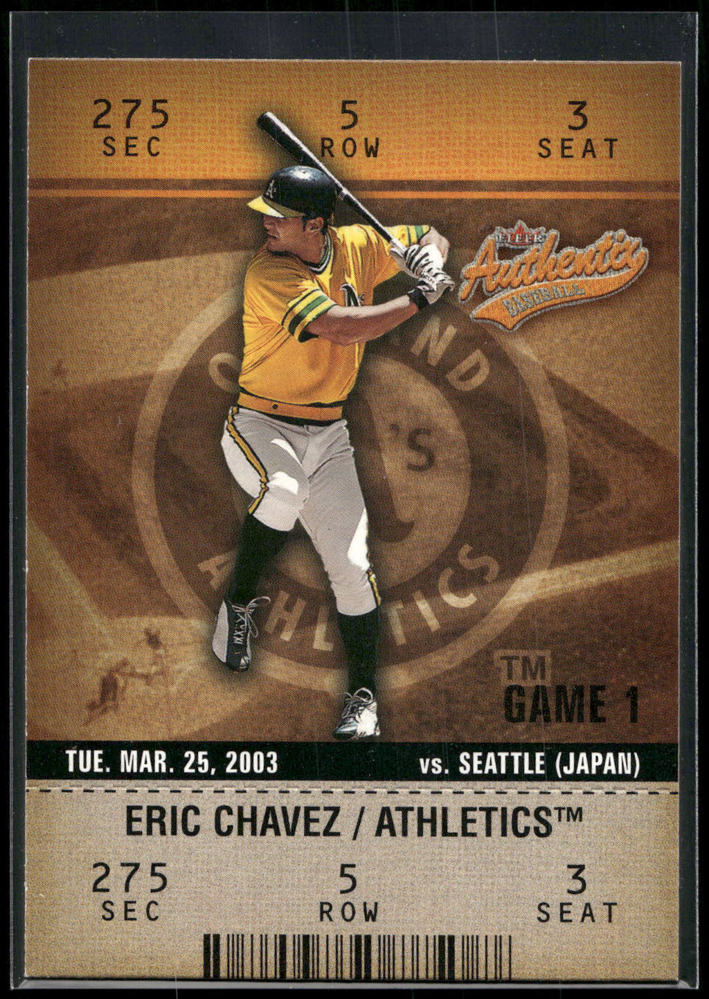 2003 Fleer Authentix #82 Eric Chavez