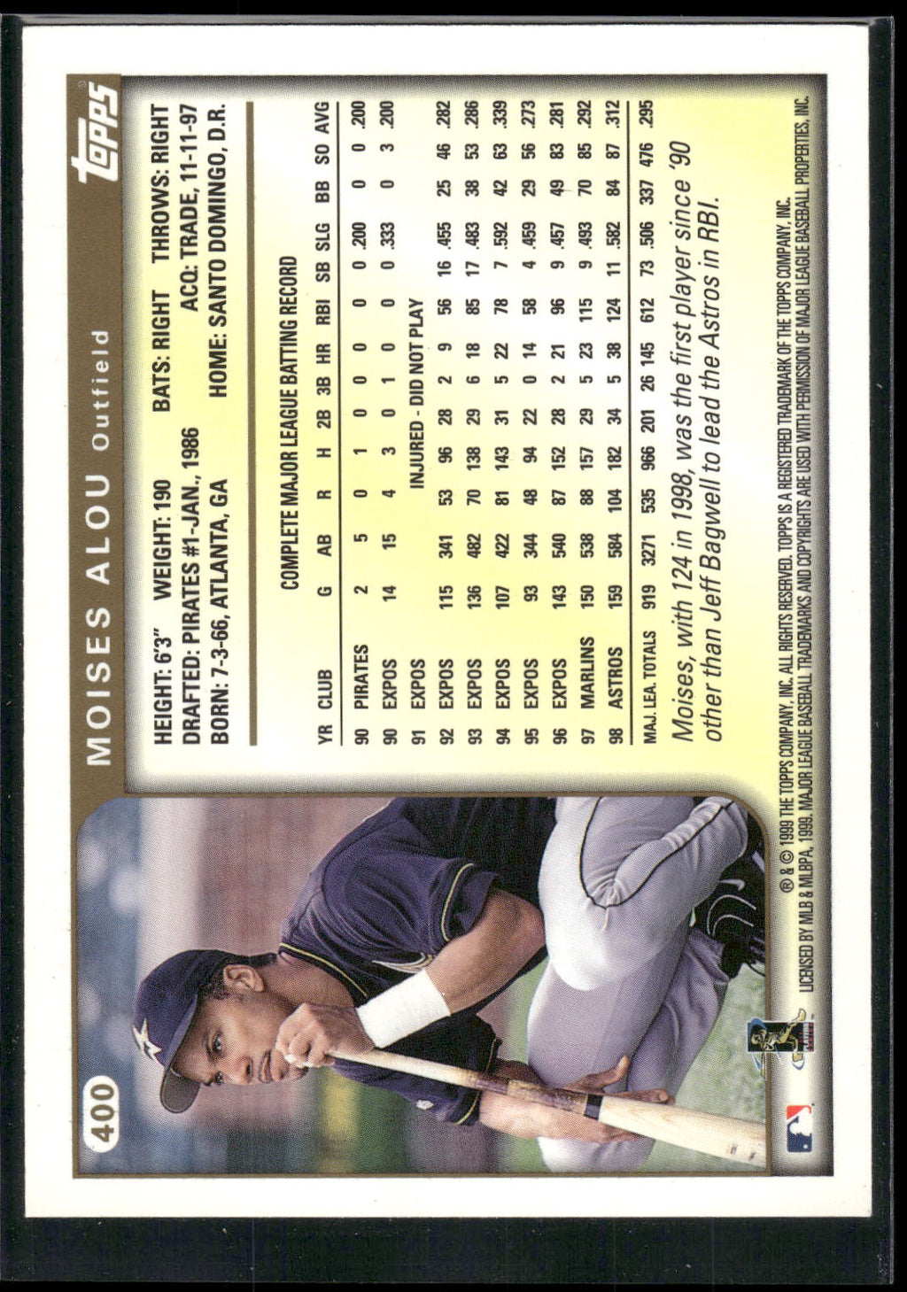 1999 Topps #400 Moises Alou