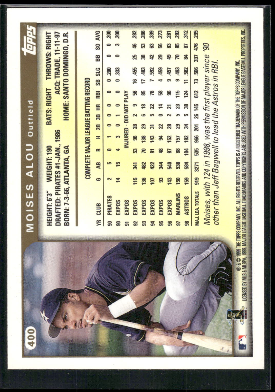 1999 Topps #400 Moises Alou