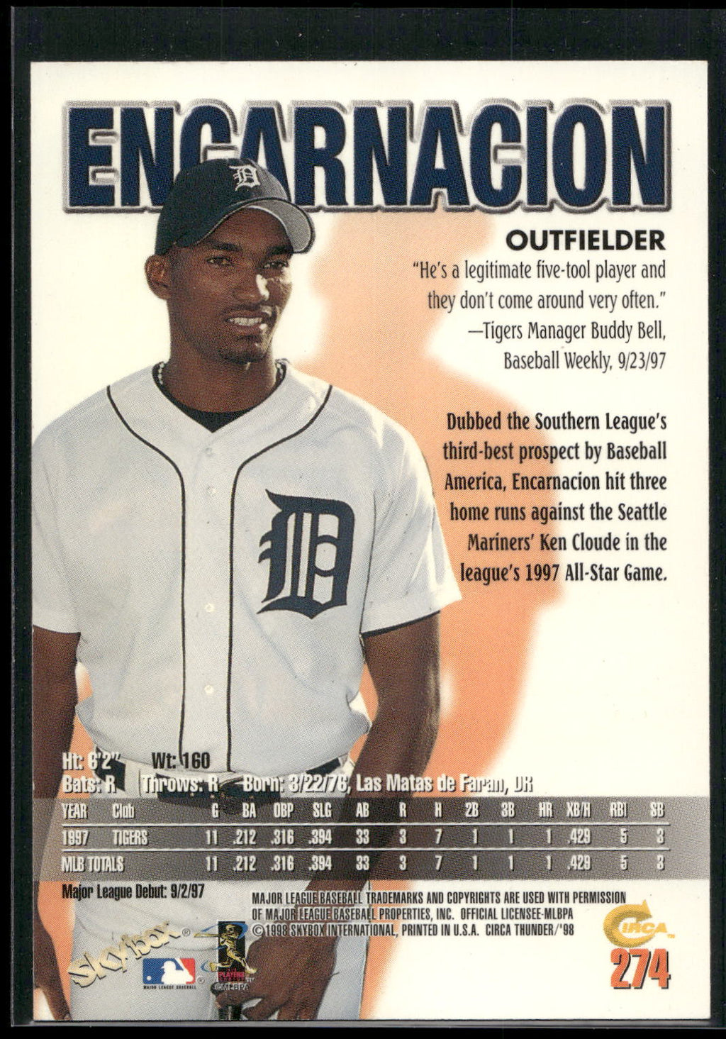 1998 Circa Thunder #274 Juan Encarnacion