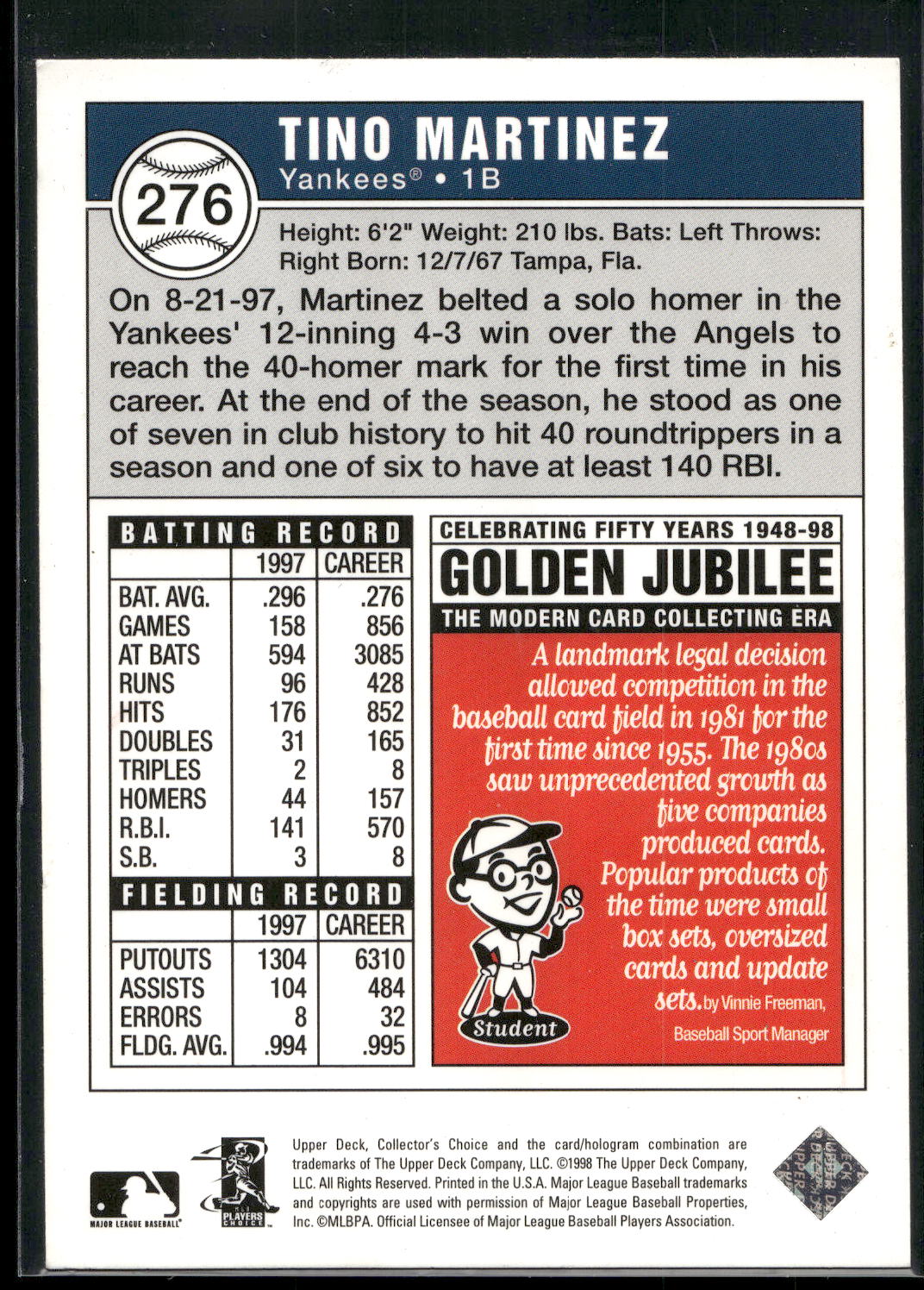 1998 Collector's Choice #276 Tino Martinez