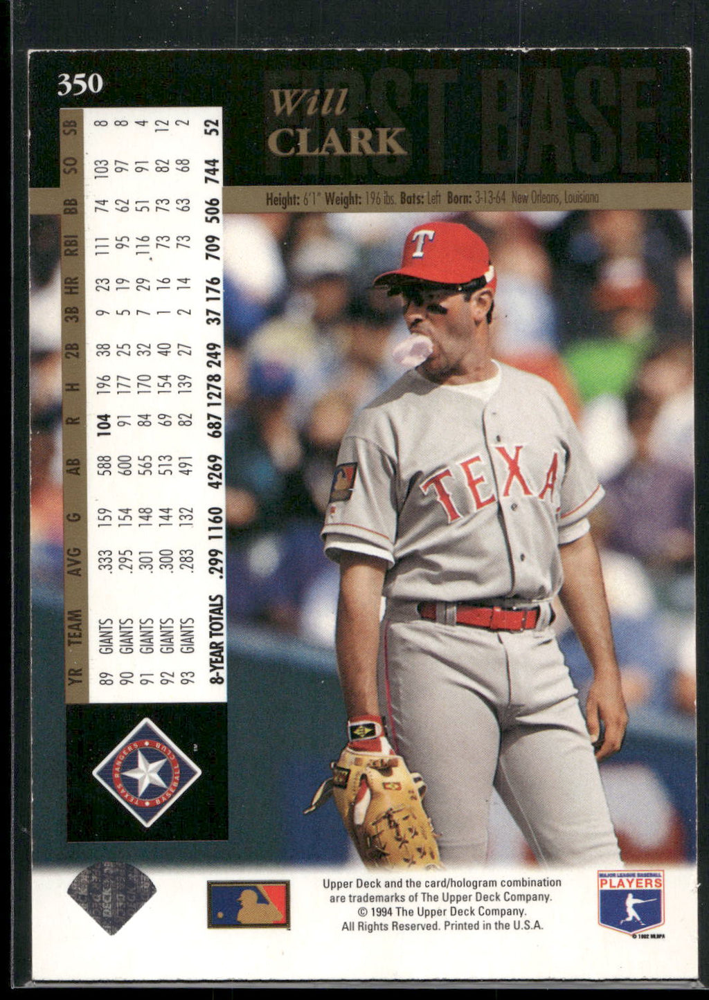 1994 Upper Deck #350 Will Clark Electric Diamond