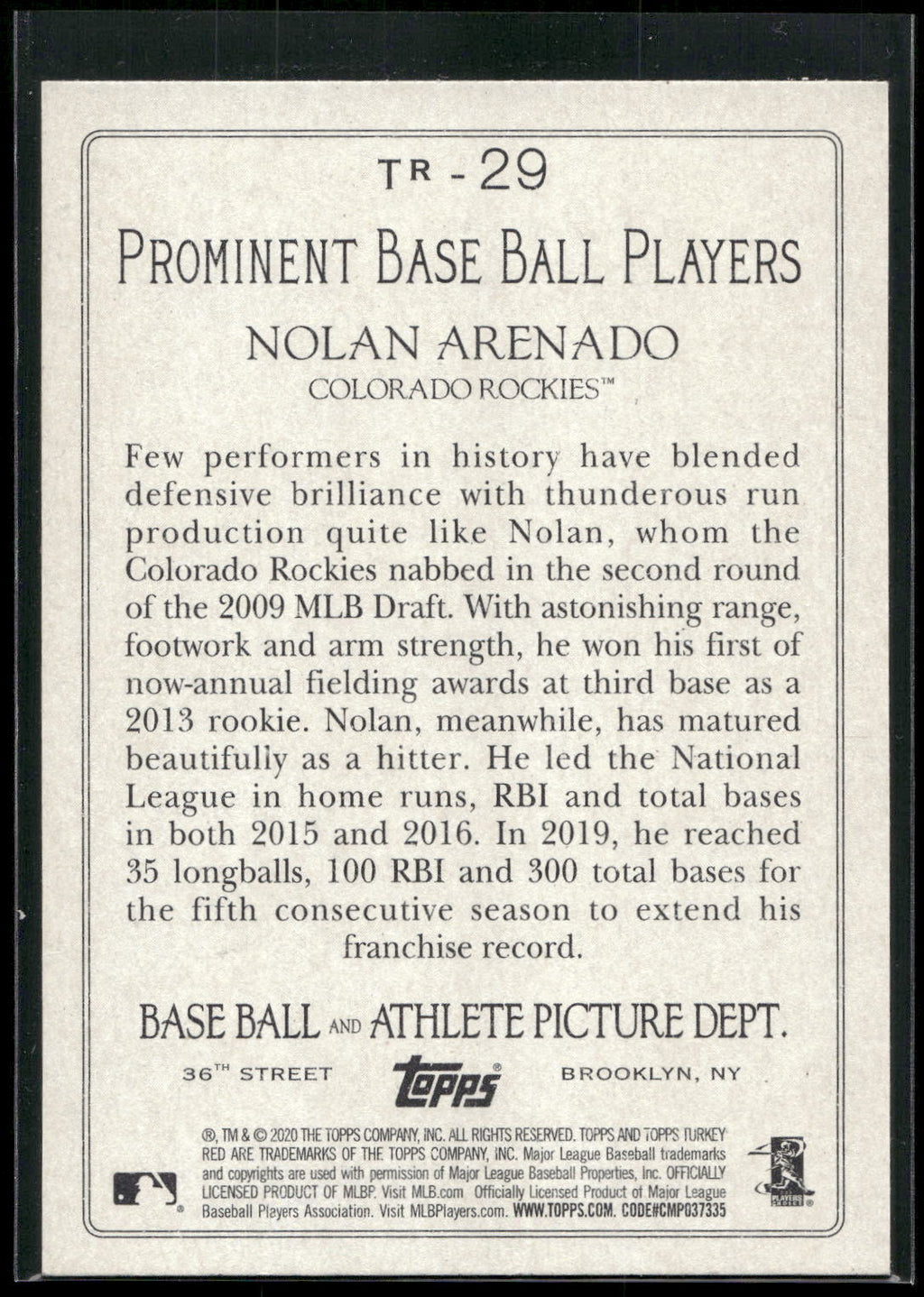 2020 Topps #TR-29 Nolan Arenado Turkey Red 2020 (Series 1)