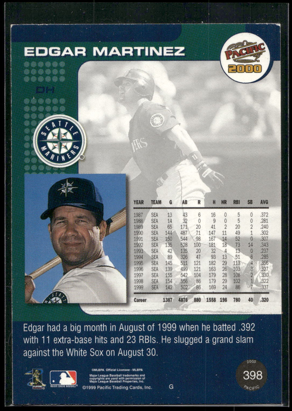 2000 Pacific #398 Edgar Martinez