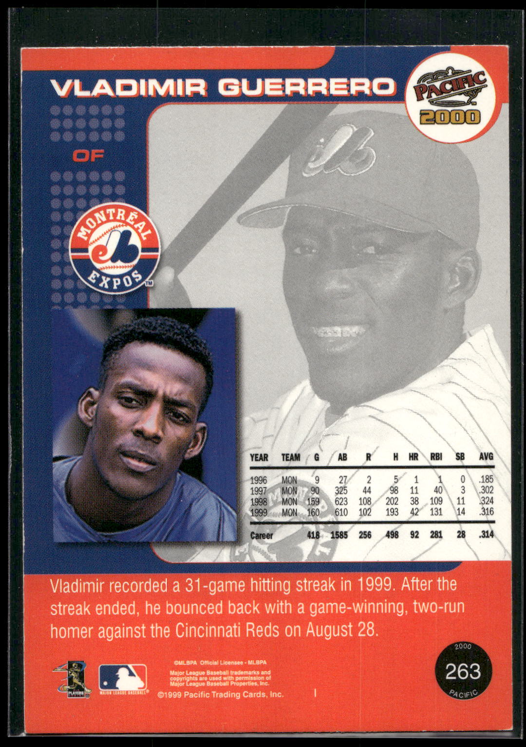 2000 Pacific #263b Vladimir Guerrero