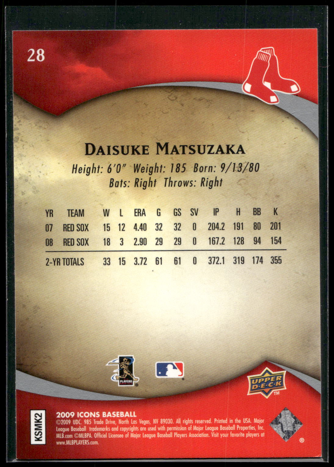 2009 Upper Deck Icons #28 Daisuke Matsuzaka