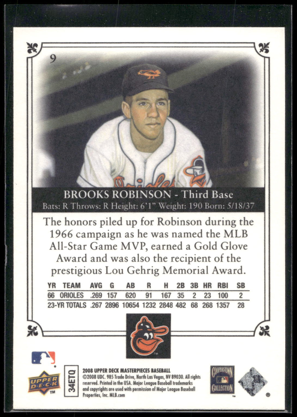2008 Upper Deck Masterpieces #9 Brooks Robinson