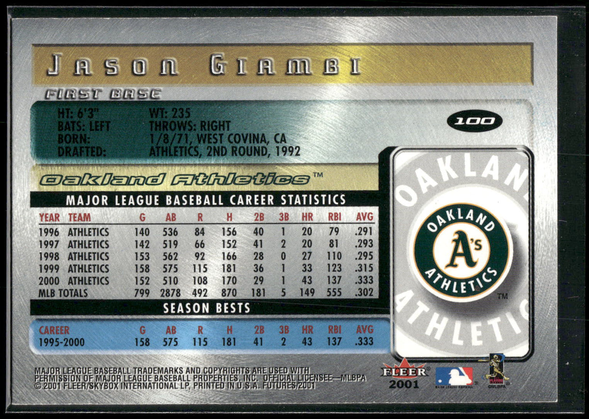 2001 Fleer Futures #100 Jason Giambi