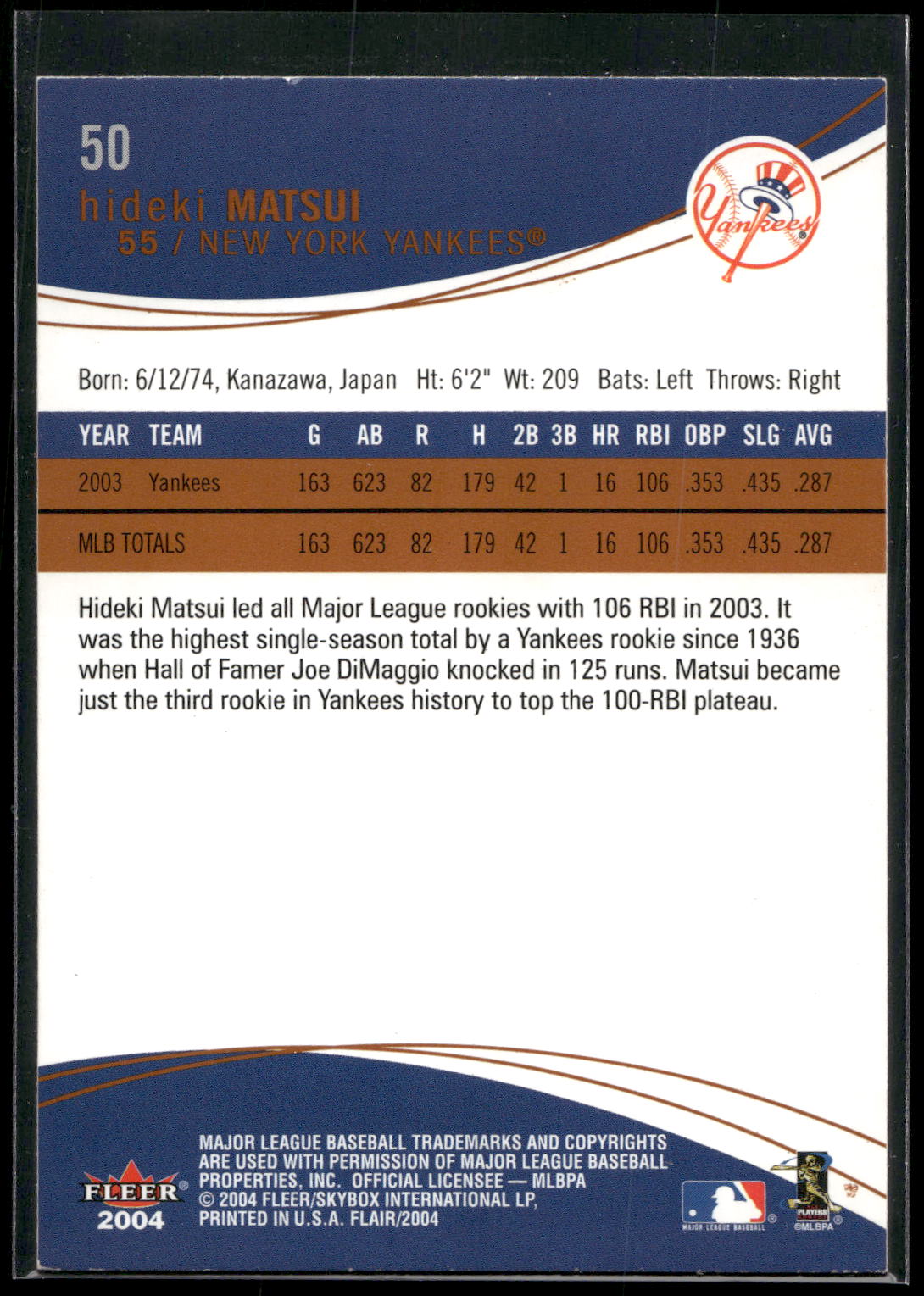 2004 Flair #50 Hideki Matsui