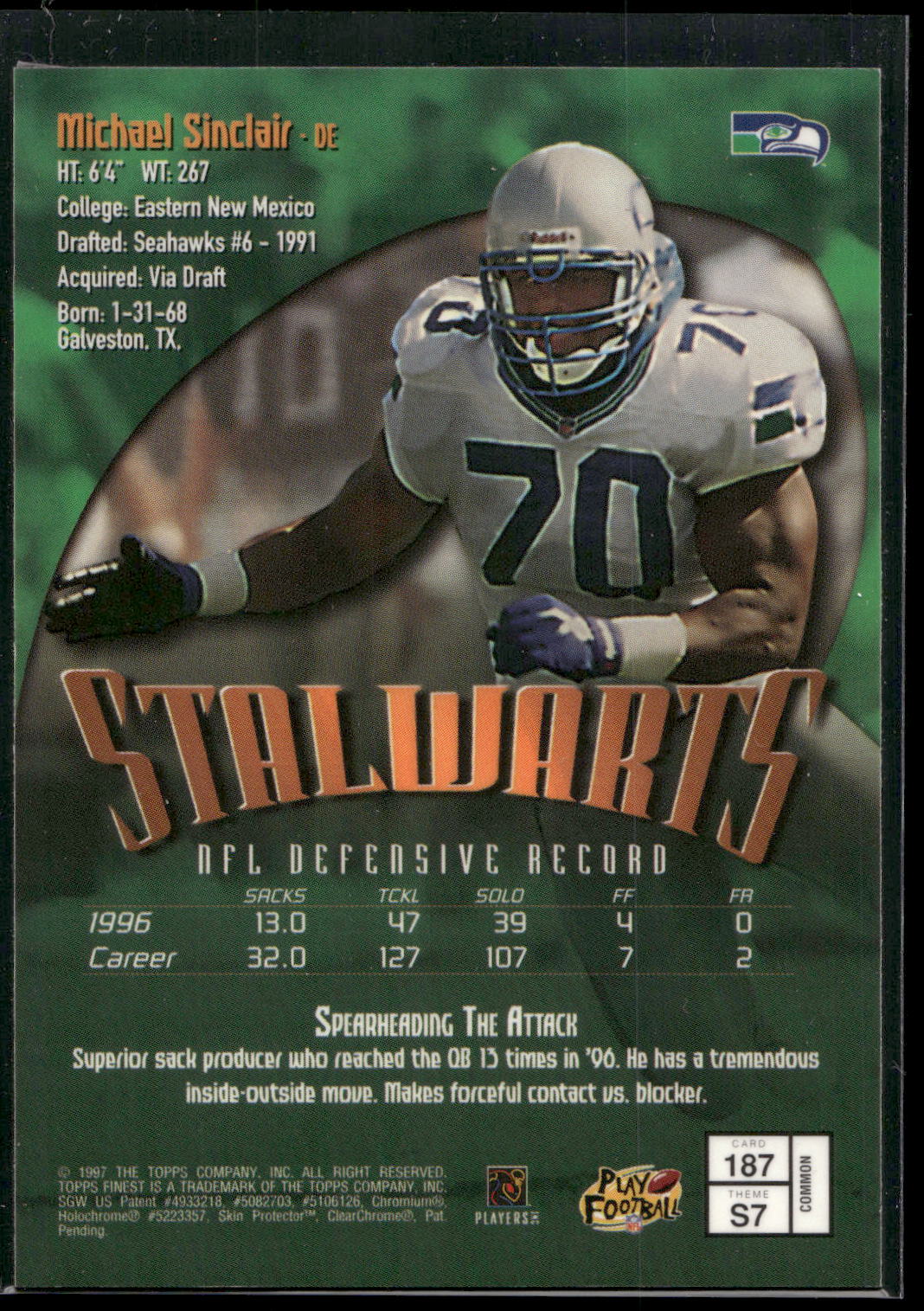 1997 Finest #187 Michael Sinclair