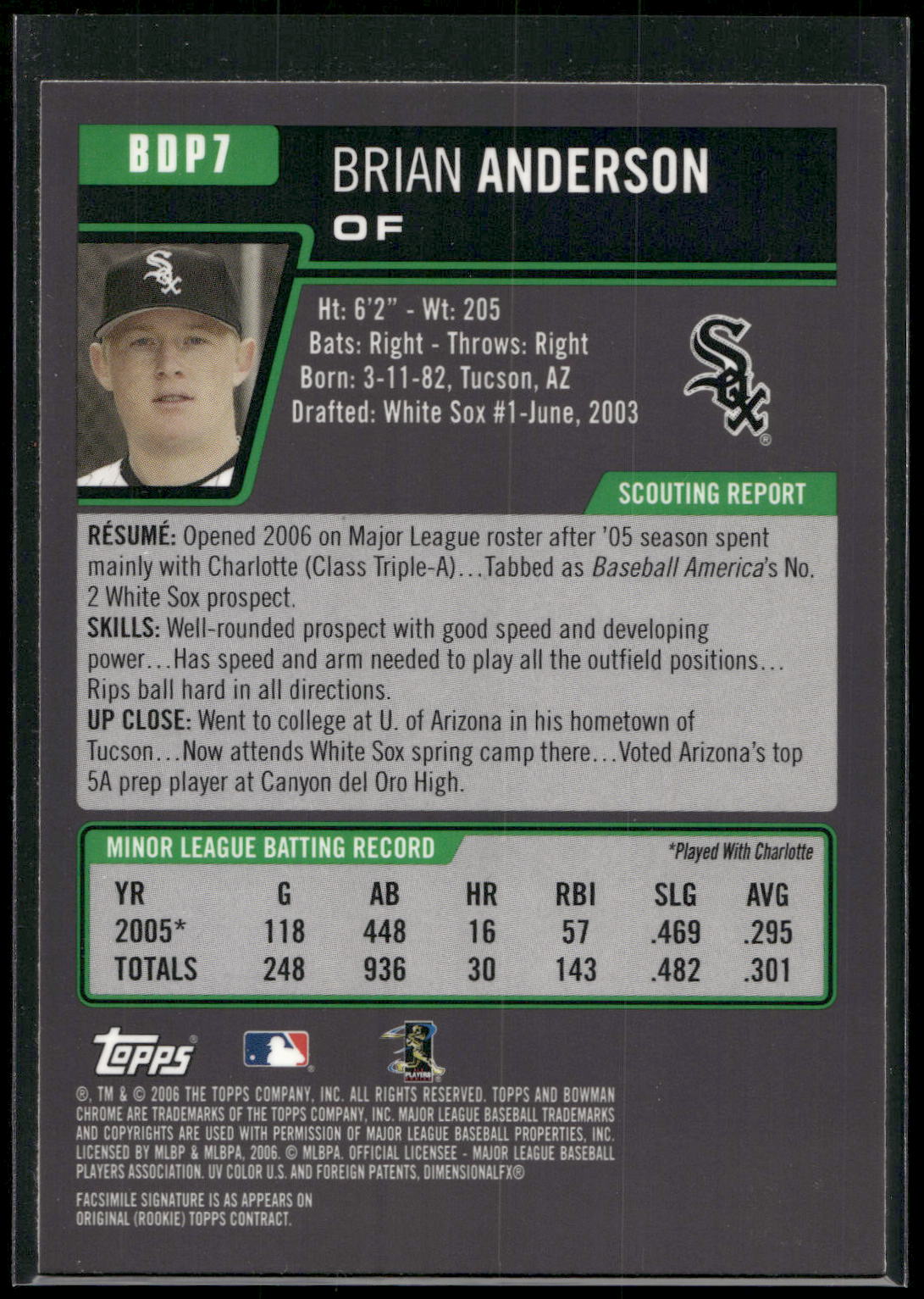 2006 Bowman Draft Picks & Prospects #BDP7 Brian Anderson Chrome