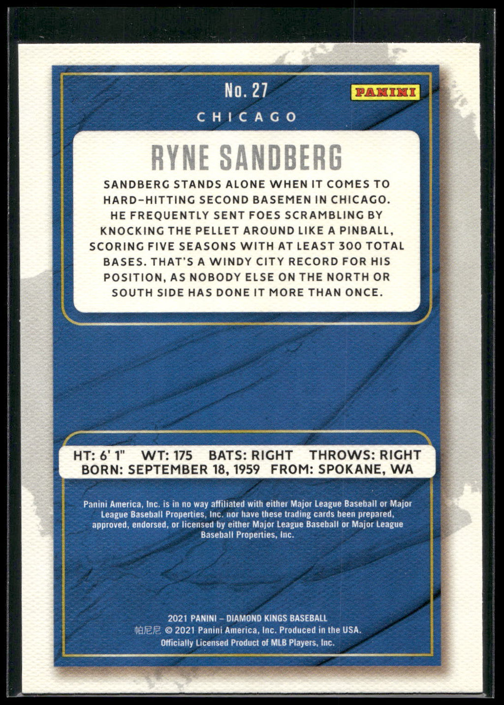 2021 Panini Diamond Kings #27 Ryne Sandberg