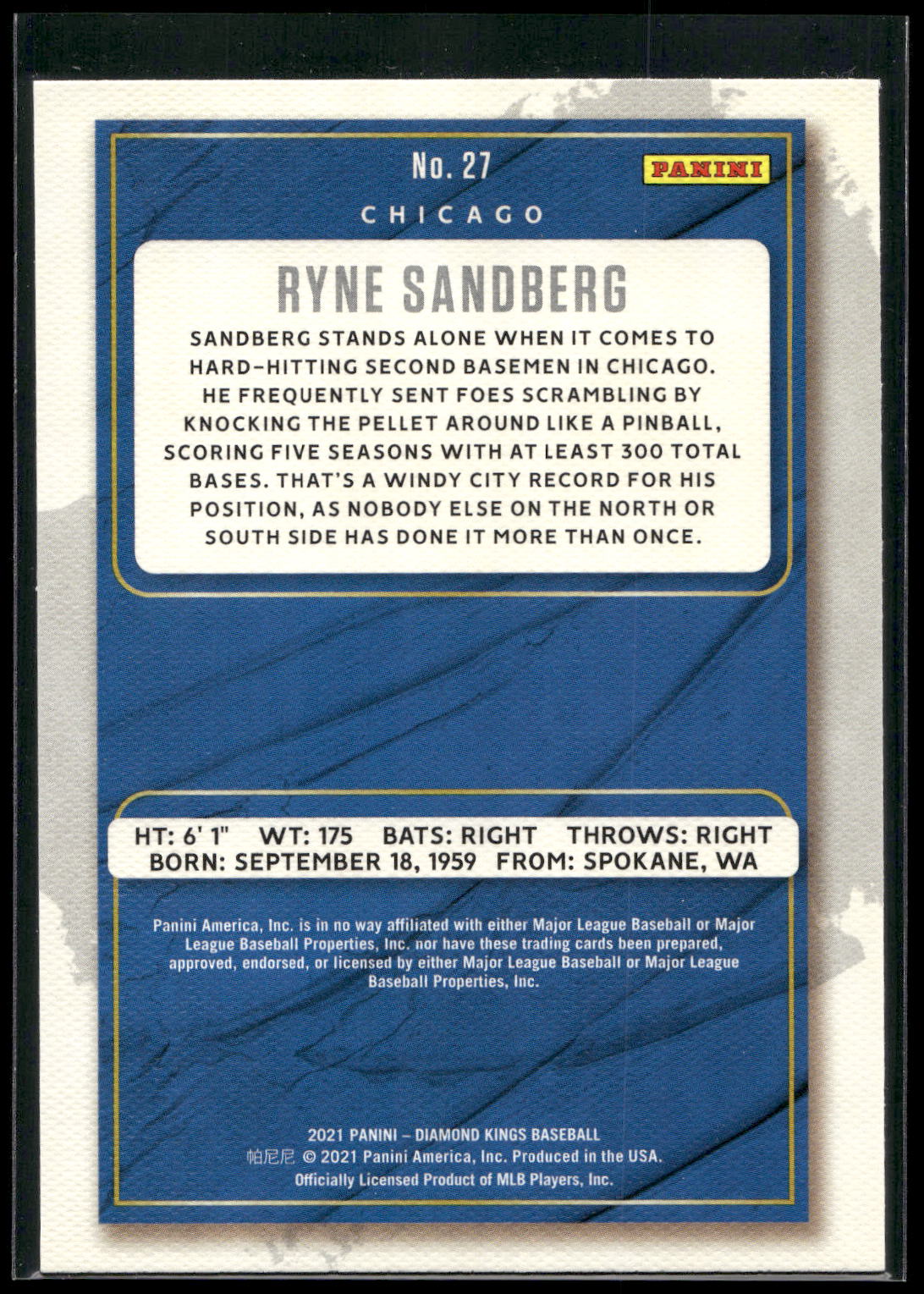 2021 Panini Diamond Kings #27 Ryne Sandberg