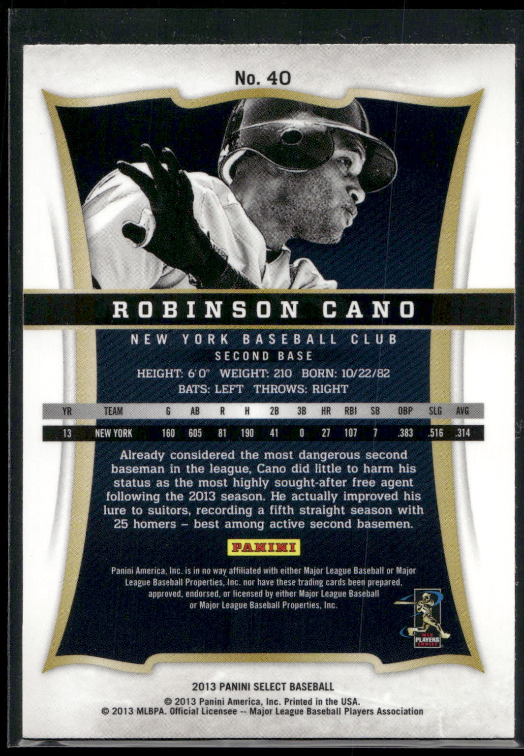 2013 Panini Select #40 Robinson Cano