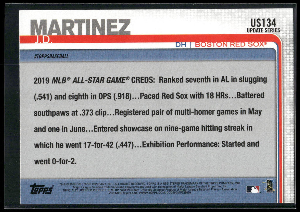 2019 Topps Update #US134 J.D. Martinez