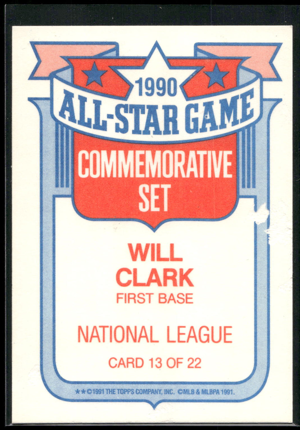 1991 Topps #13 Will Clark Glossy All-Stars