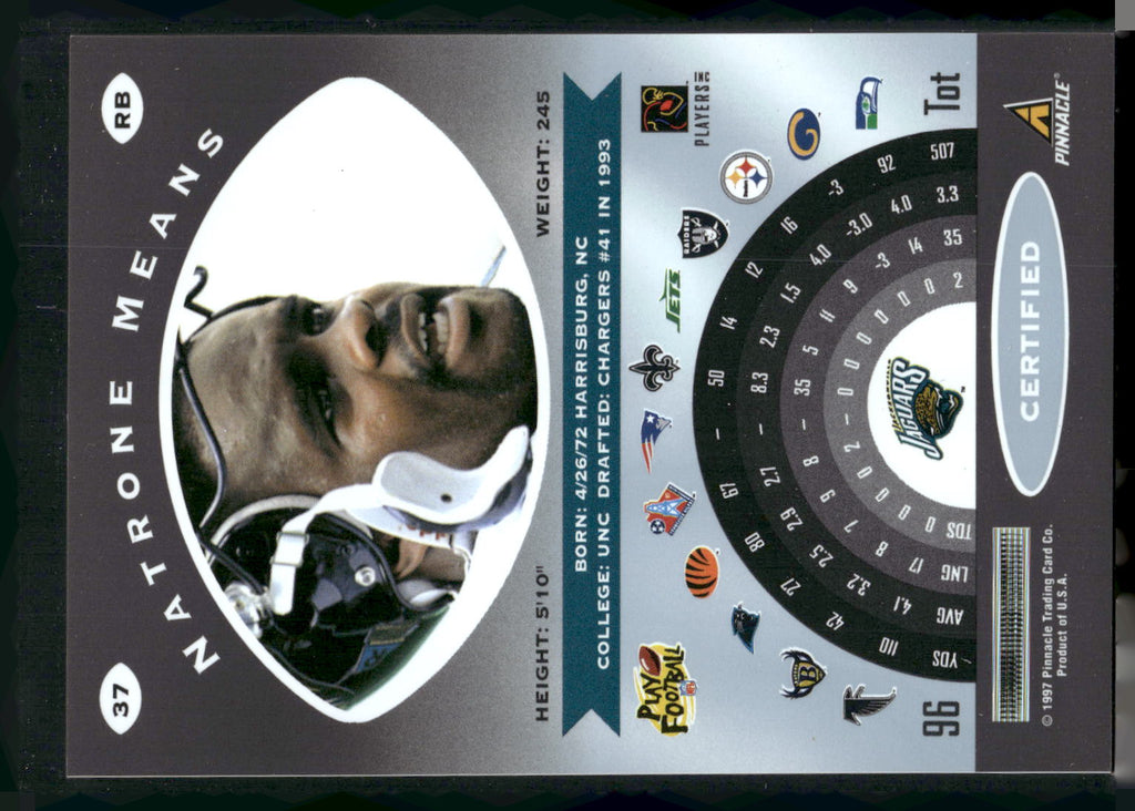 1997 Pinnacle Certified #37 Natrone Means