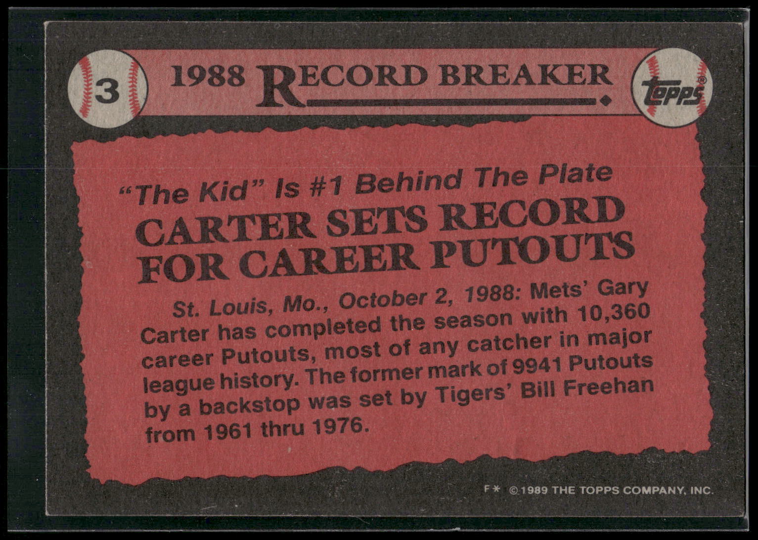 1989 Topps #3 Gary Carter