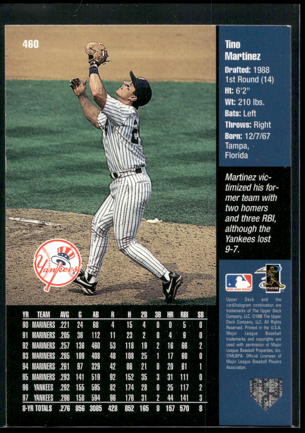 1998 Upper Deck #460 Tino Martinez
