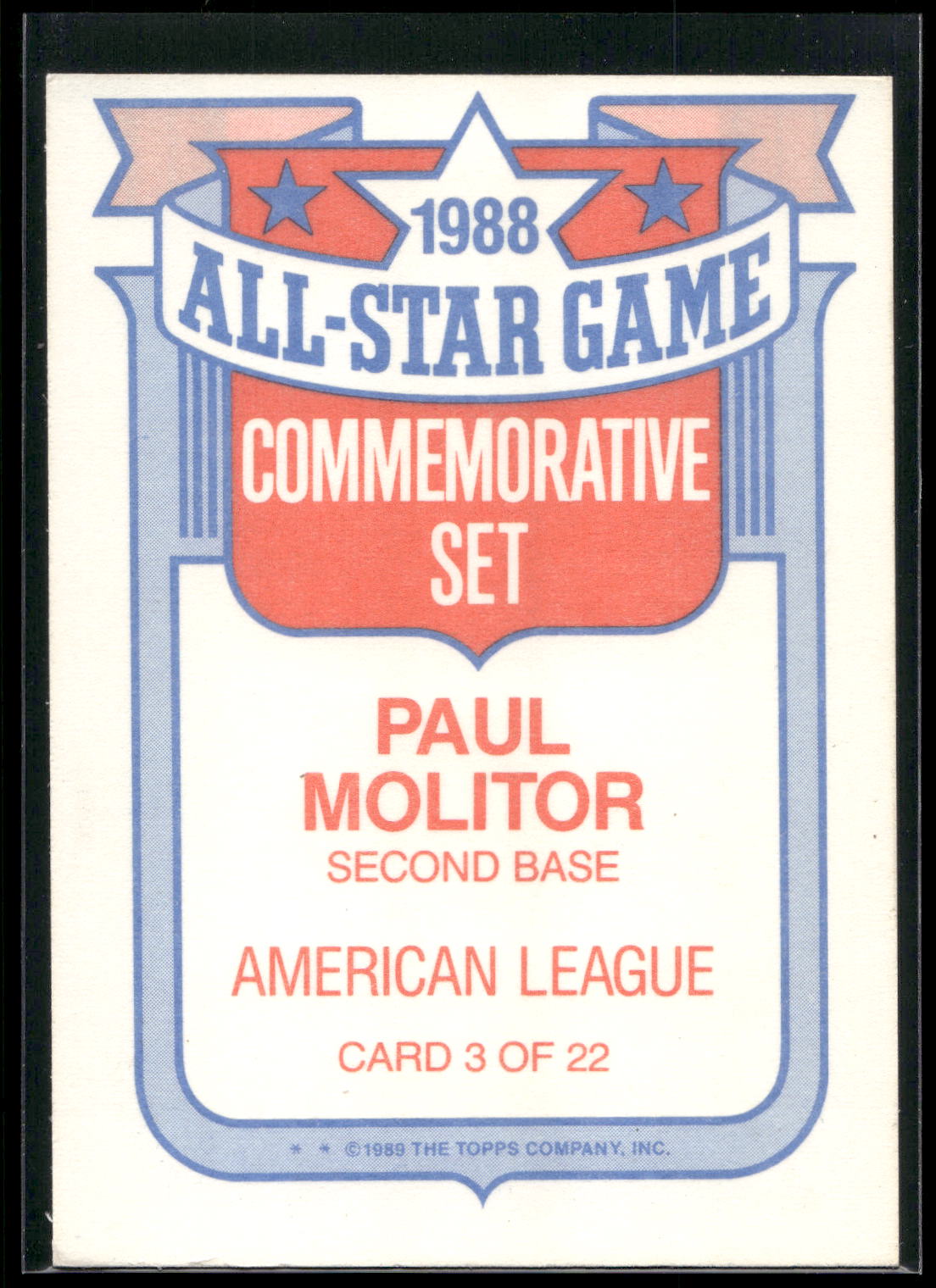 1989 Topps #3 Paul Molitor Glossy All-Stars