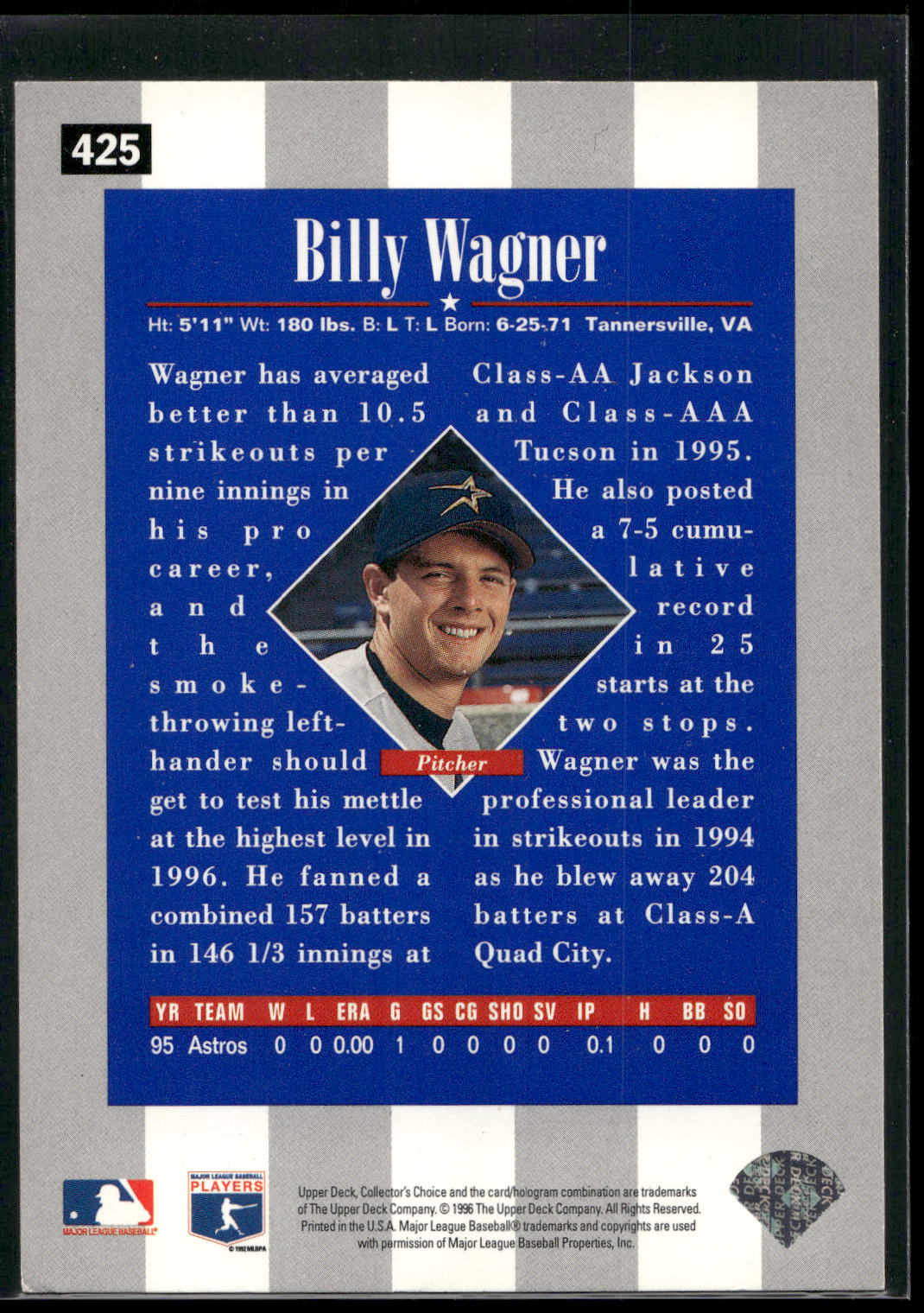 1996 Collector's Choice #425 Billy Wagner