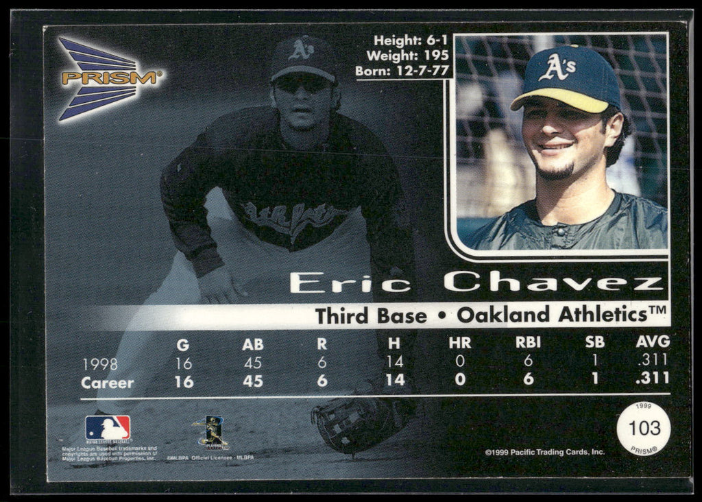 1999 Pacific Prism #103 Eric Chavez