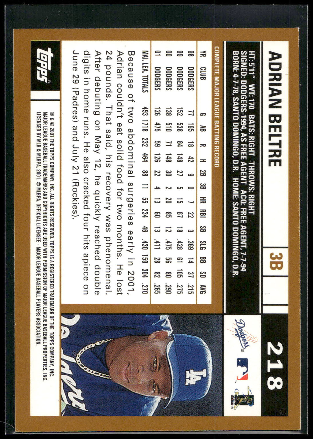 2002 Topps #218 Adrian Beltre