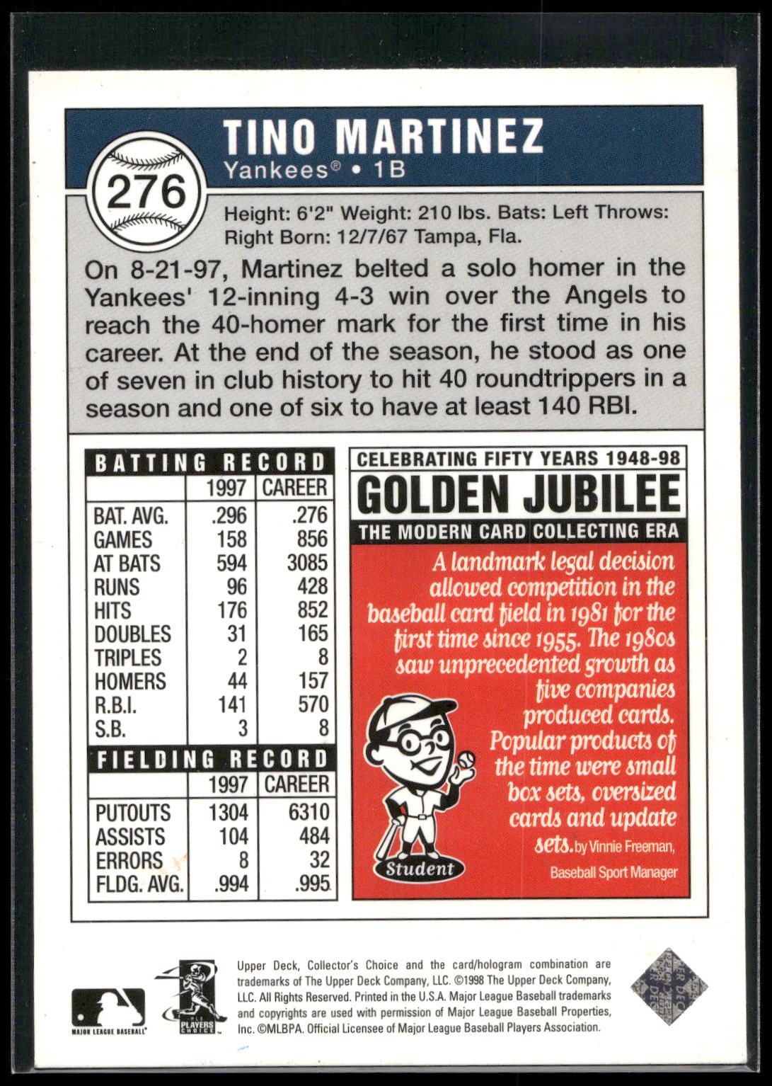 1998 Collector's Choice #276 Tino Martinez