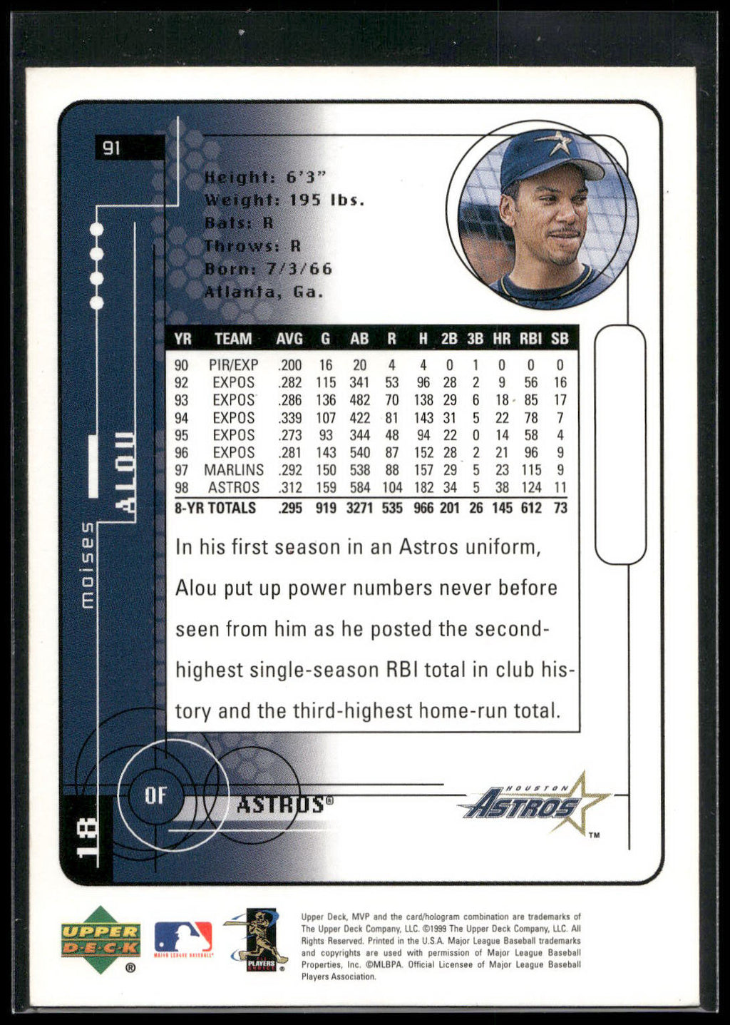 1999 Upper Deck MVP #91 Moises Alou