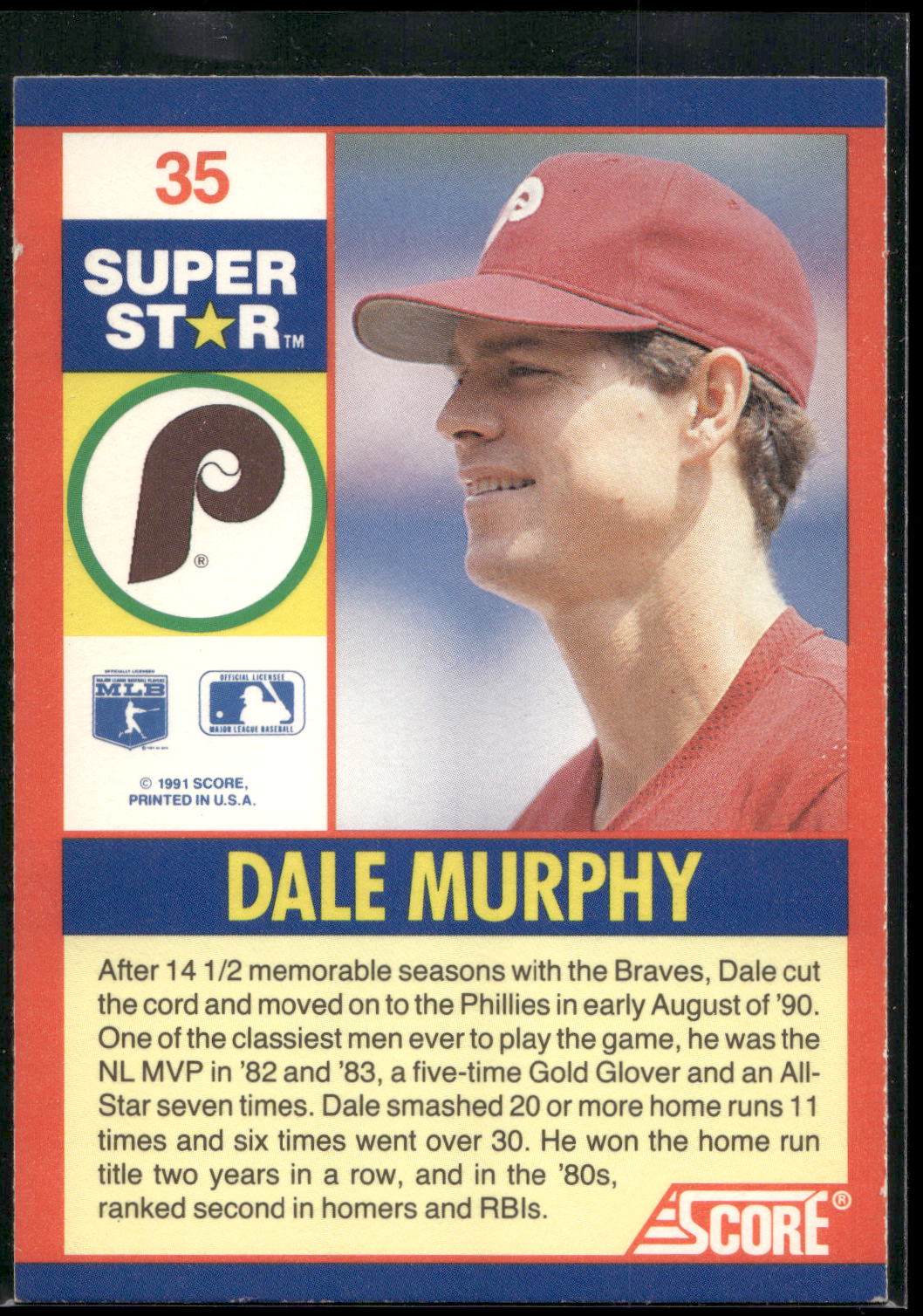 1991 Score 100 Superstars #35 Dale Murphy