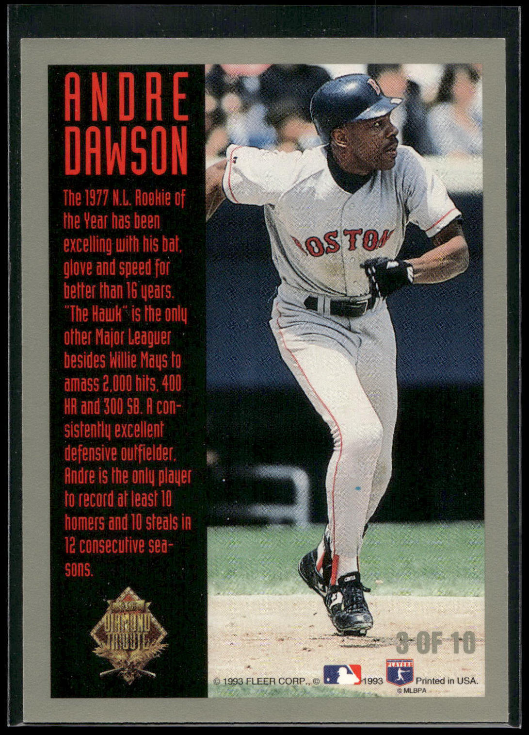 1993 Fleer Final Edition #3 Andre Dawson Diamond Tribute