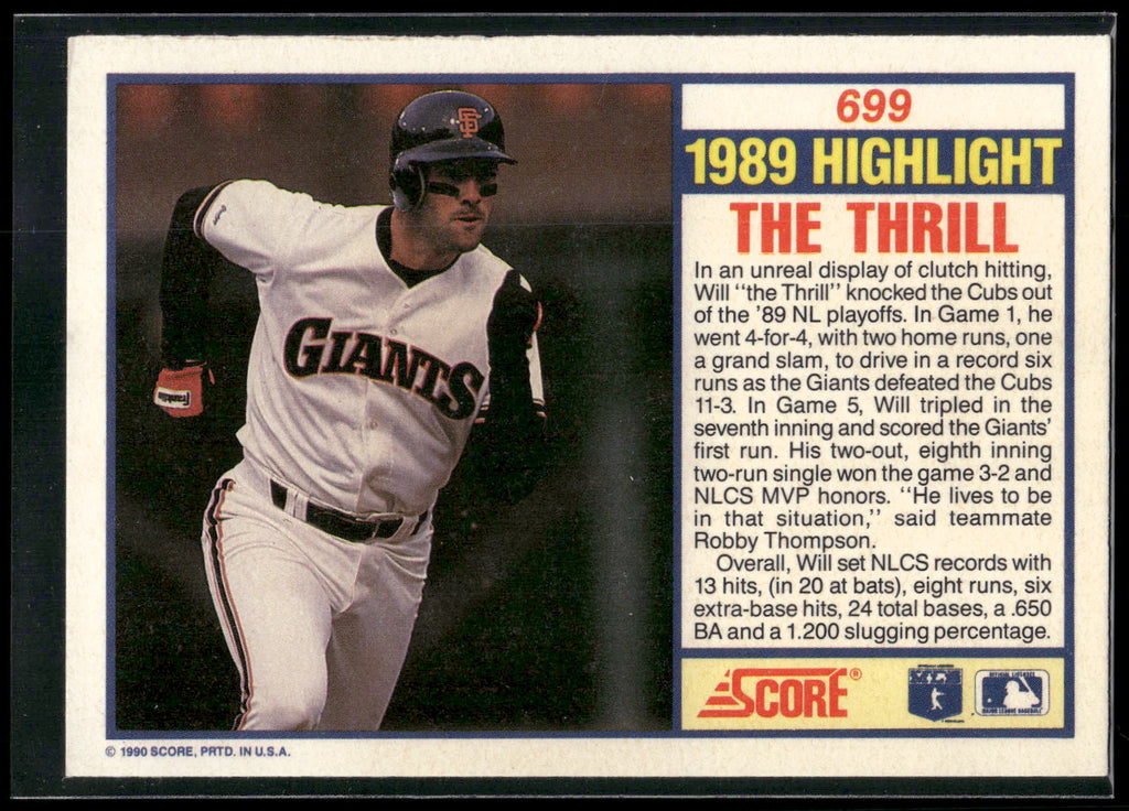 1990 Score #699 Will Clark