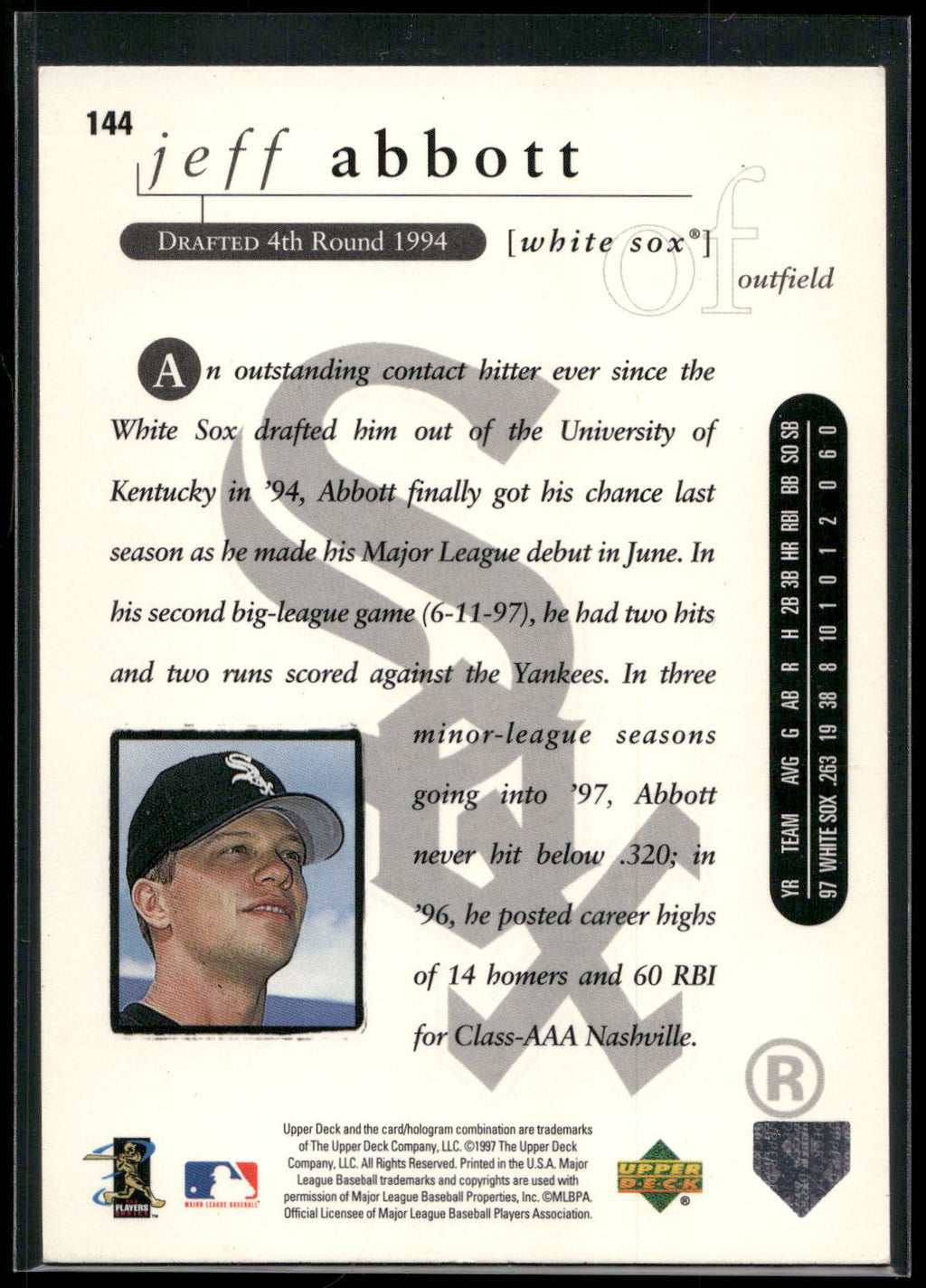 1998 Upper Deck Special F/X #144 Jeff Abbott