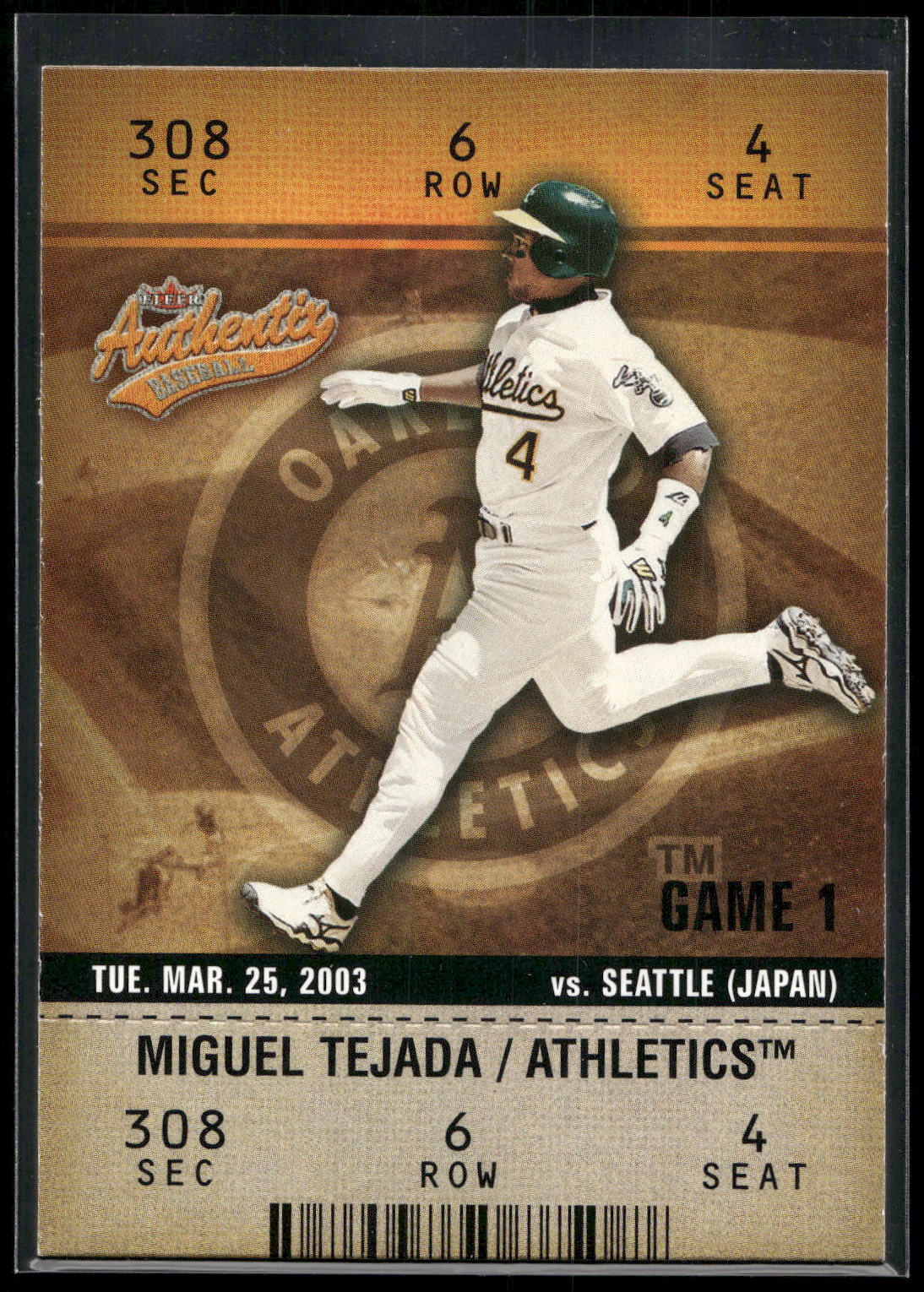 2003 Fleer Authentix #5 Miguel Tejada