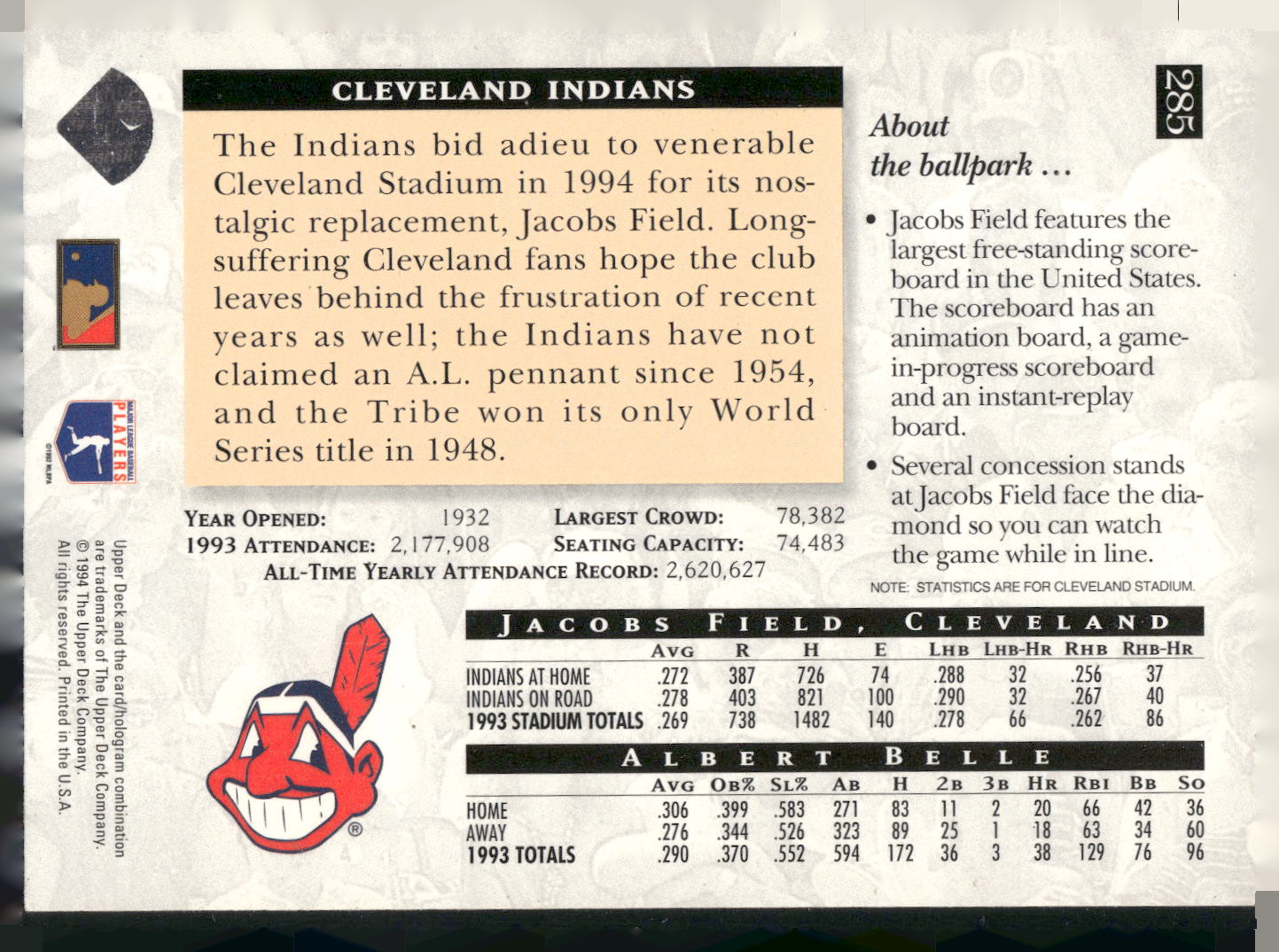 1994 Upper Deck #285 Albert Belle
