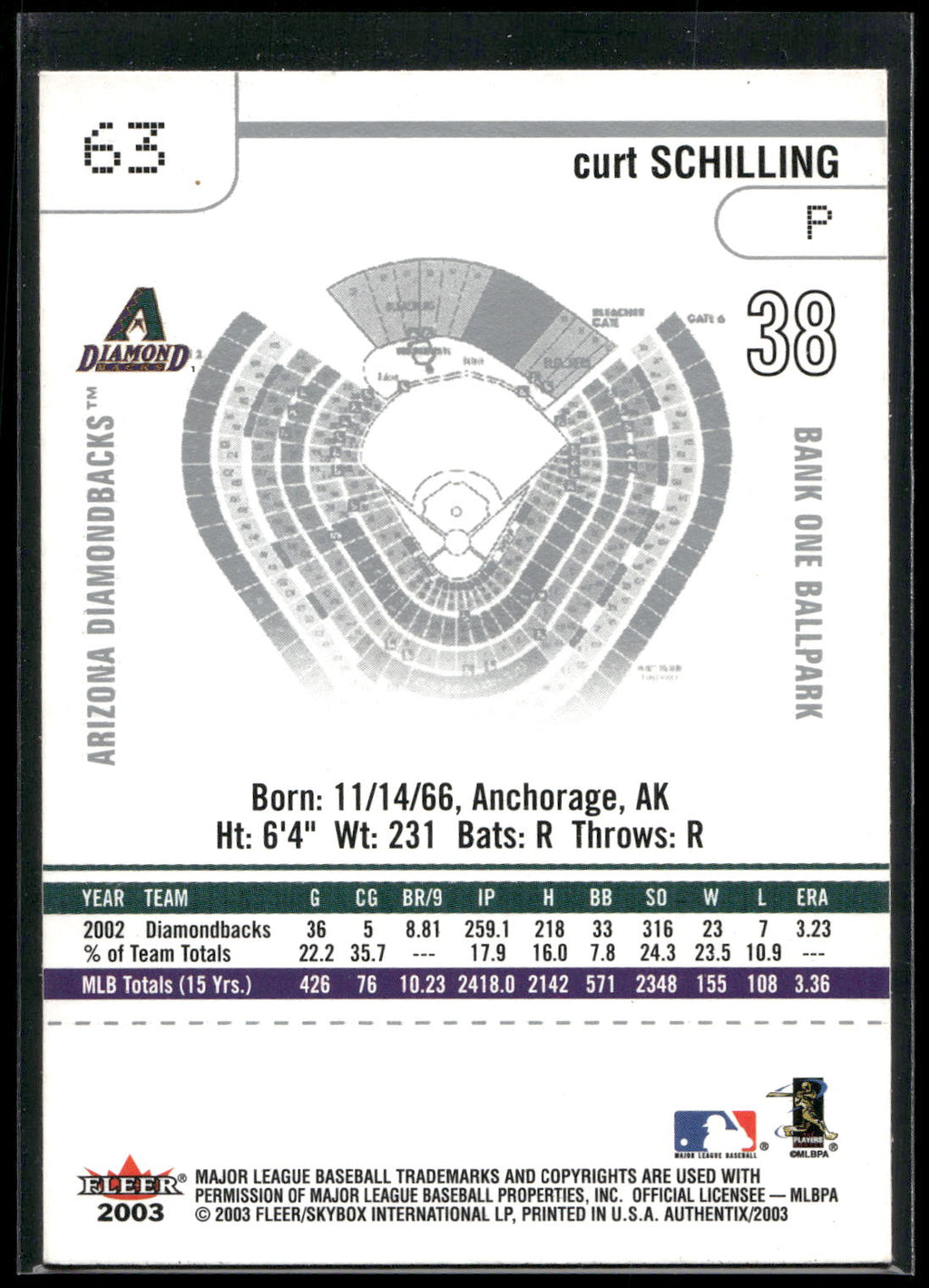 2003 Fleer Authentix #63 Curt Schilling